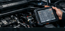 Járműdiagnosztikai műszer motorháztető alatt